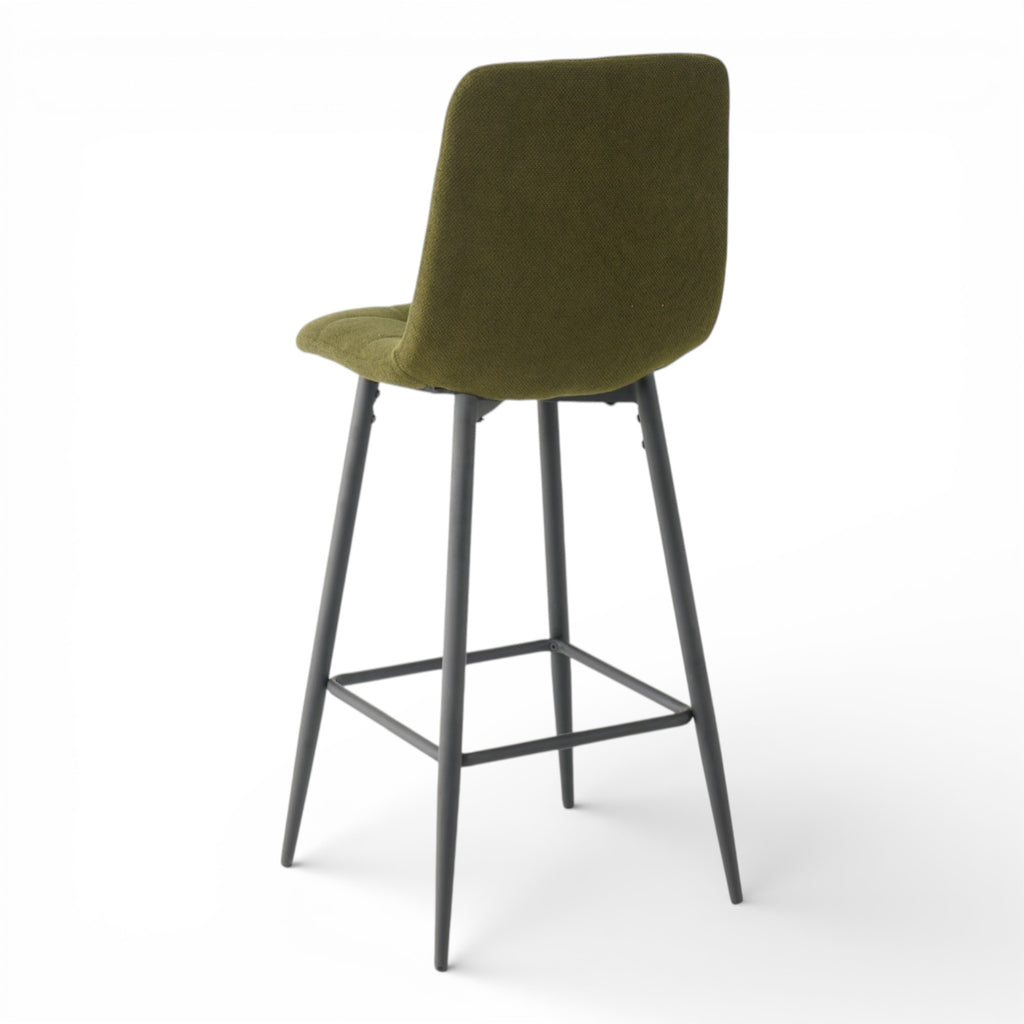 2 chaises hautes / tabourets H65 cm tissu vert - CURIO