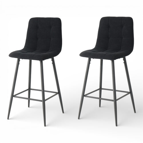 2 chaises hautes / tabourets H65 cm tissu noir - CURIO