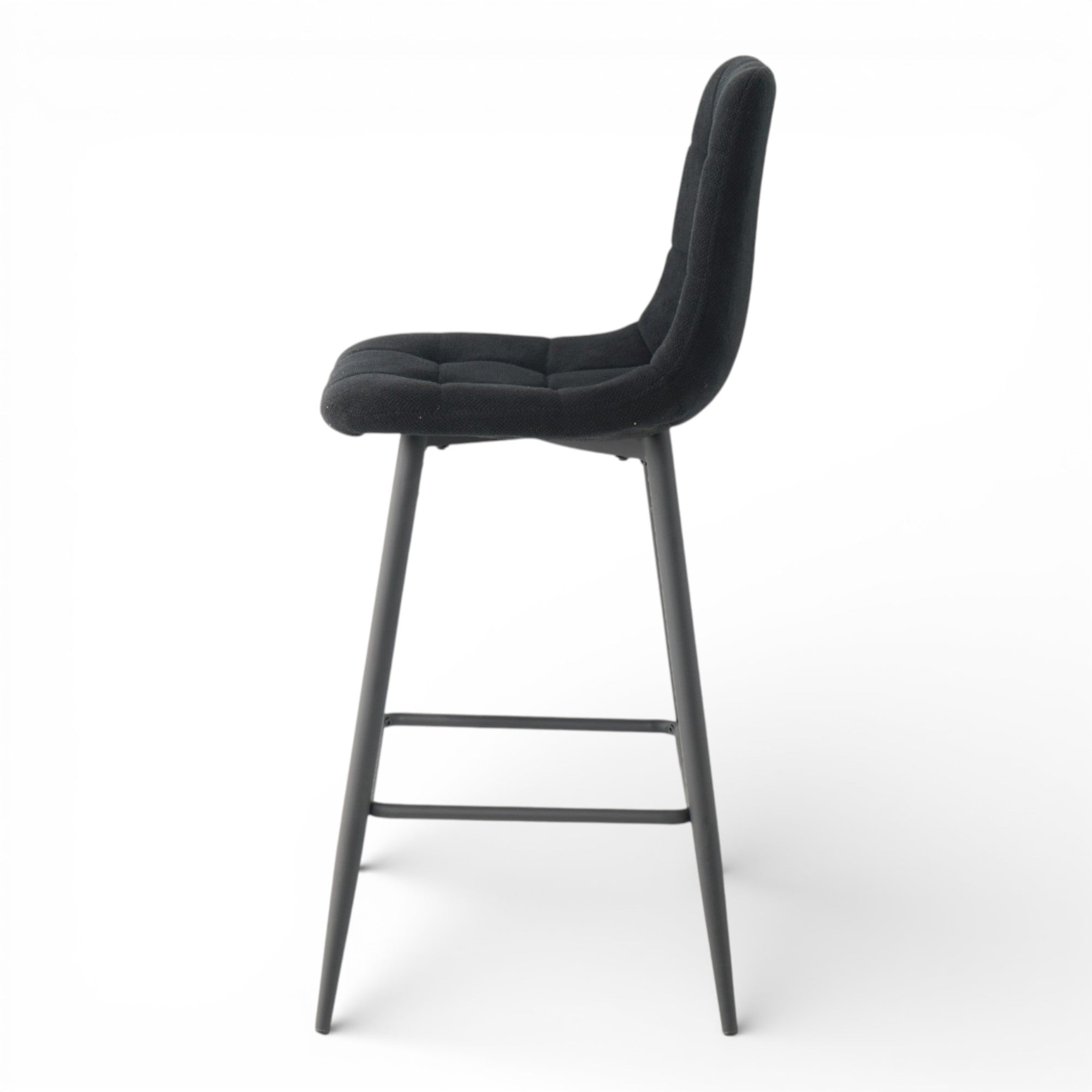 2 chaises hautes / tabourets H65 cm tissu noir - CURIO