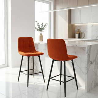 Lot de 2 chaises hautes / tabourets H65 cm tissu orange - CURIO