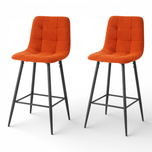2 chaises hautes / tabourets H65 cm tissu orange - CURIO