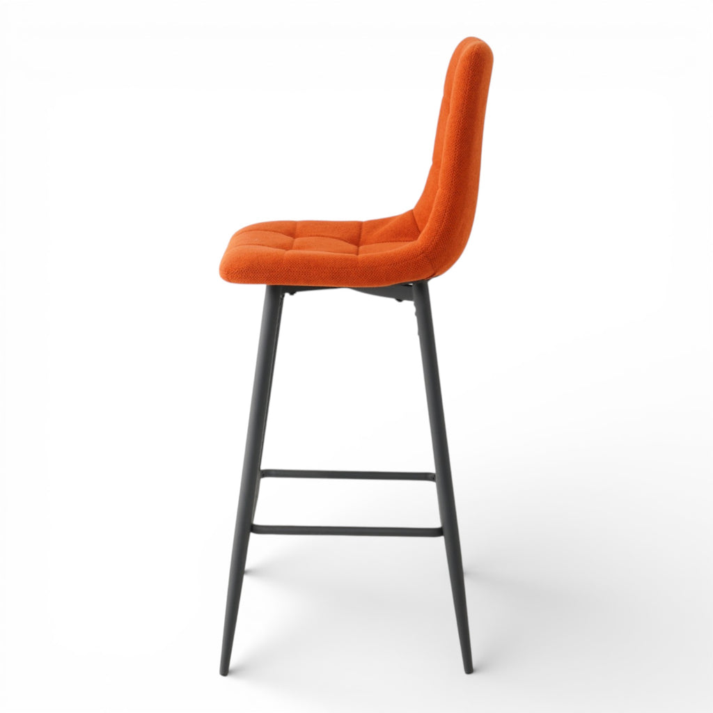 2 chaises hautes / tabourets H65 cm tissu orange - CURIO