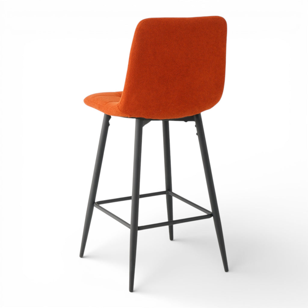 2 chaises hautes / tabourets H65 cm tissu orange - CURIO