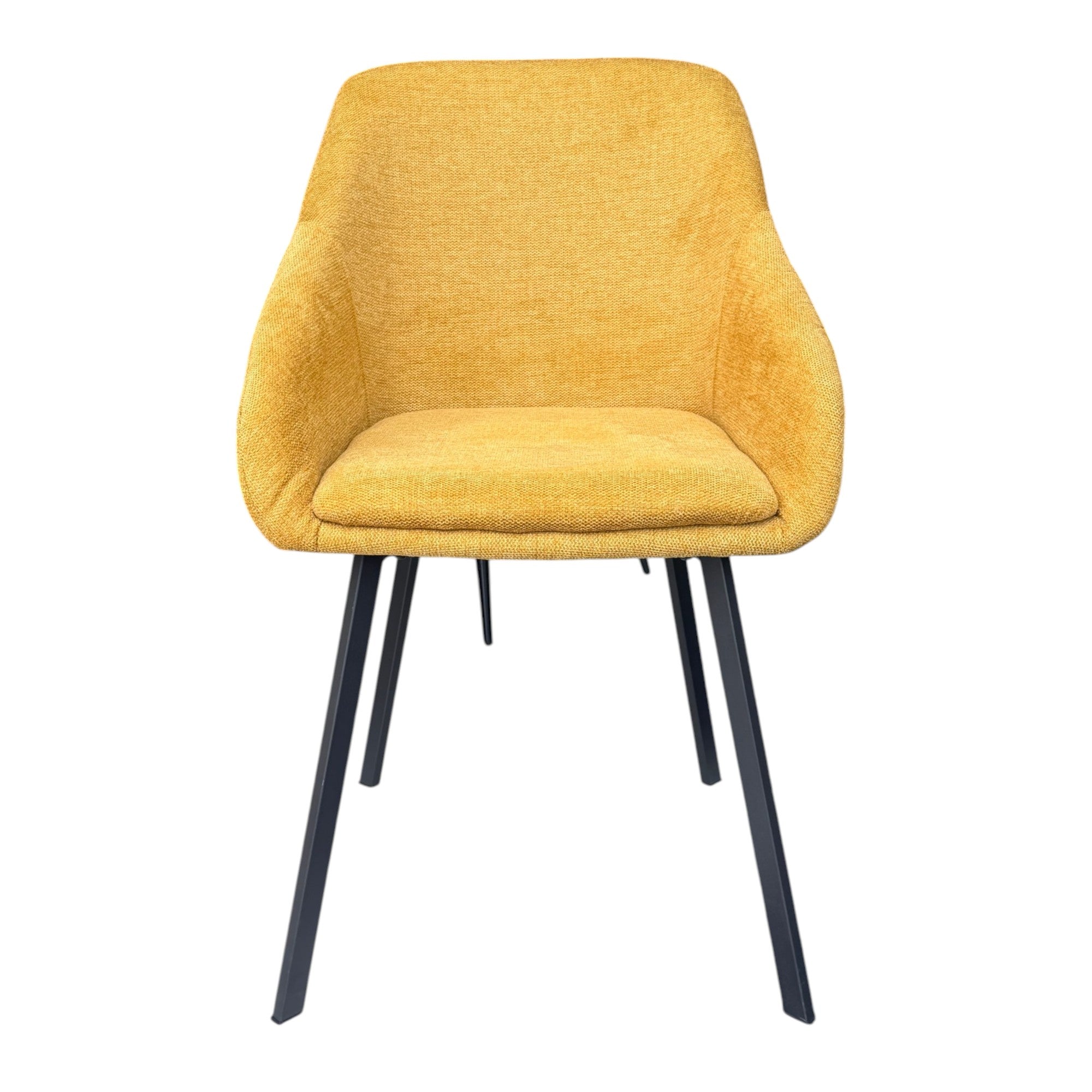 Lot de 2 chaises avec accoudoirs tissu jaune pieds métal noir - MOON