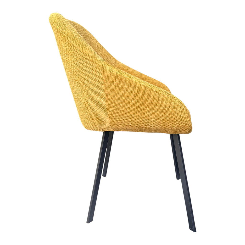 Lot de 2 chaises avec accoudoirs tissu jaune pieds métal noir - MOON