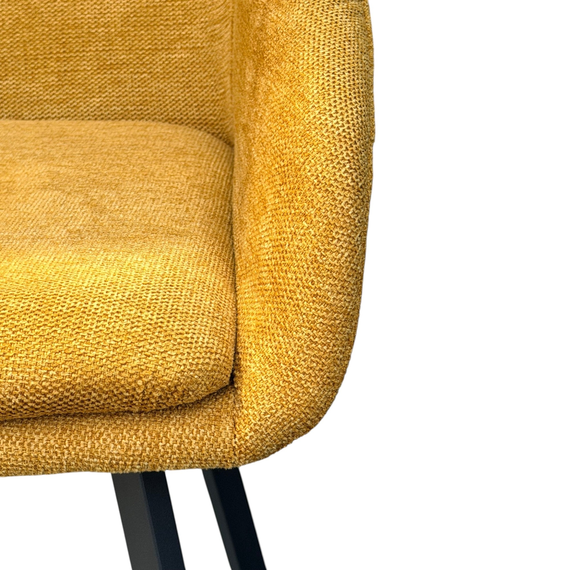 Lot de 2 chaises avec accoudoirs tissu jaune pieds métal noir - MOON