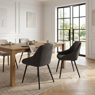 Lot de 2 chaises avec accoudoirs tissu noir pieds métal noir - MOON