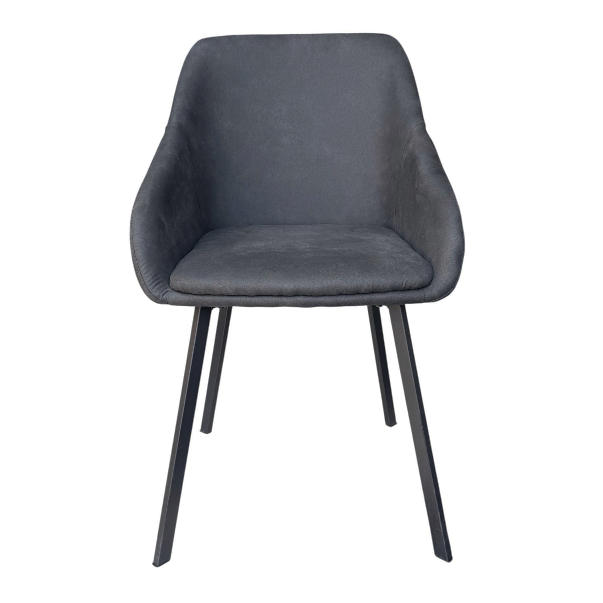 Lot de 2 chaises avec accoudoirs tissu noir pieds métal noir - MOON
