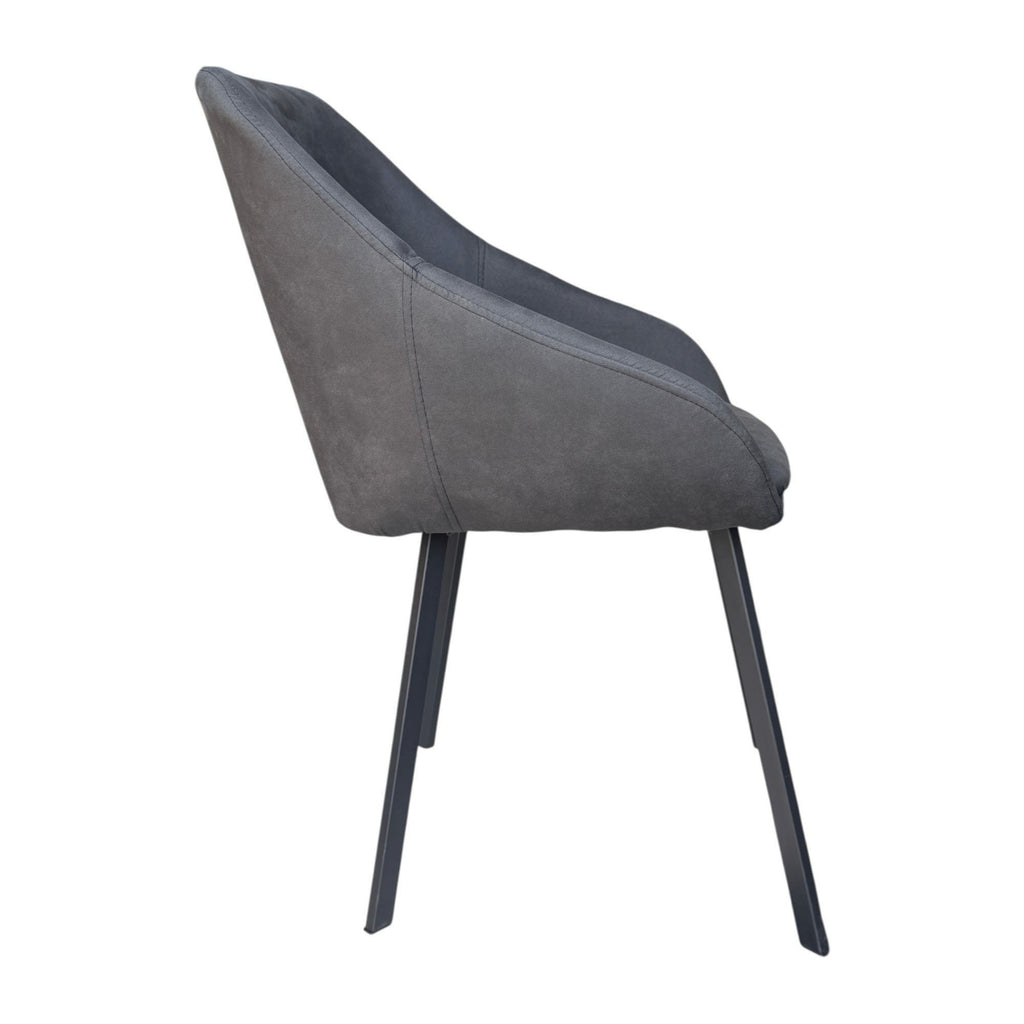 Lot de 2 chaises avec accoudoirs tissu noir pieds métal noir - MOON