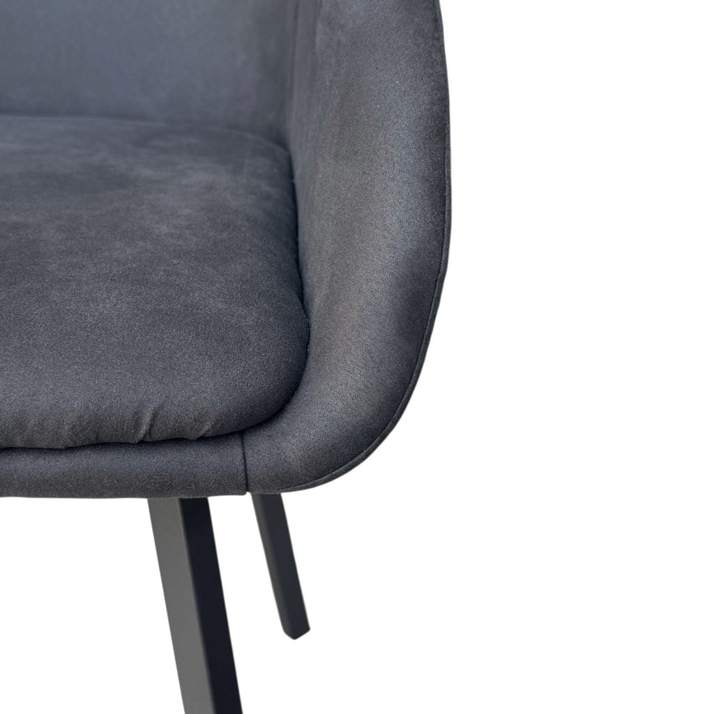 Lot de 2 chaises avec accoudoirs tissu noir pieds métal noir - MOON