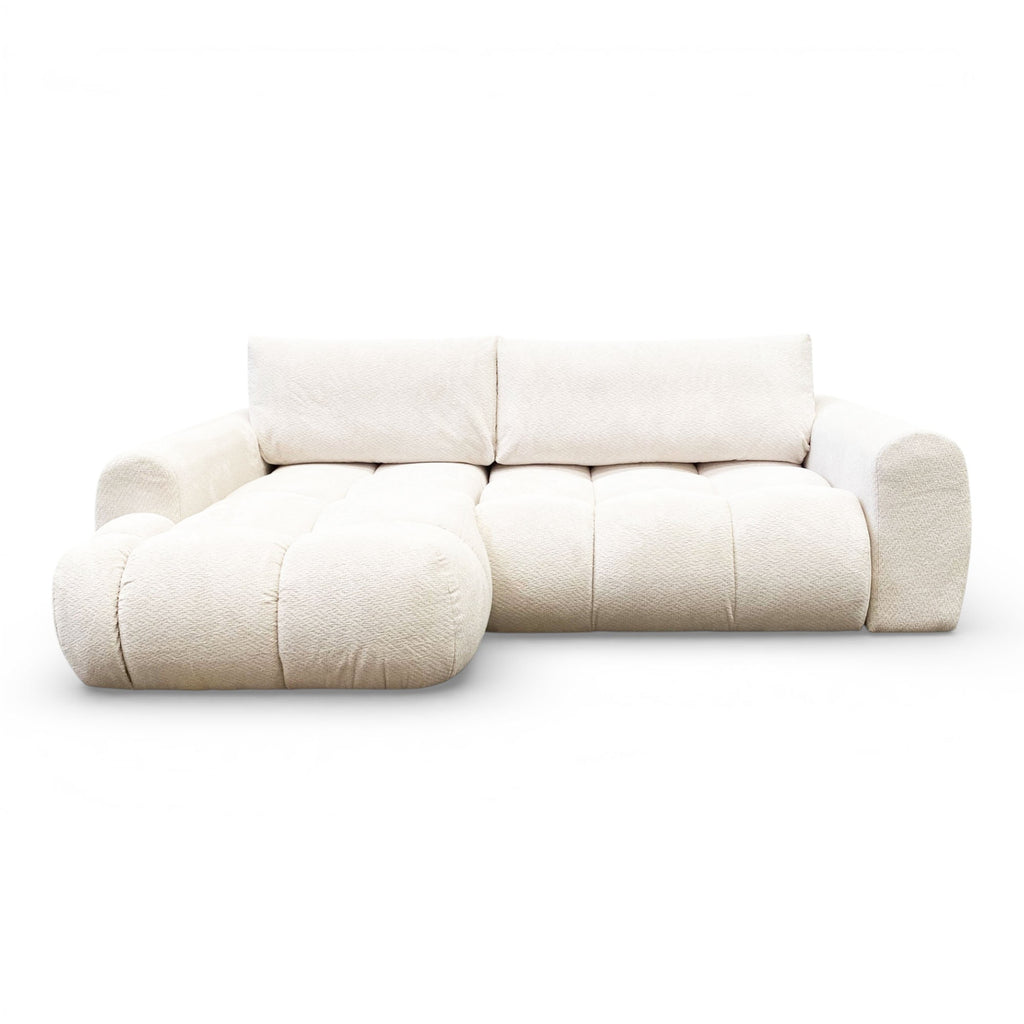 Canapé d'angle fixe tissu beige coté gauche - OMBO