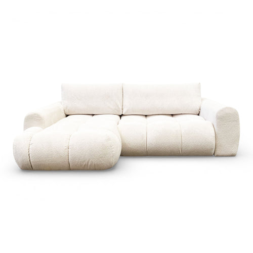 Canapé d'angle fixe tissu beige coté gauche - OMBO