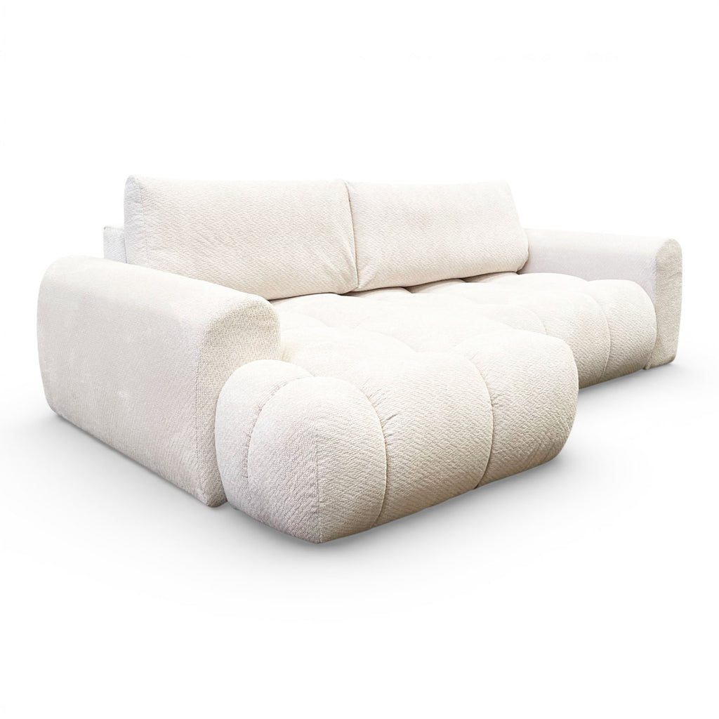 Canapé d'angle fixe tissu beige coté gauche - OMBO