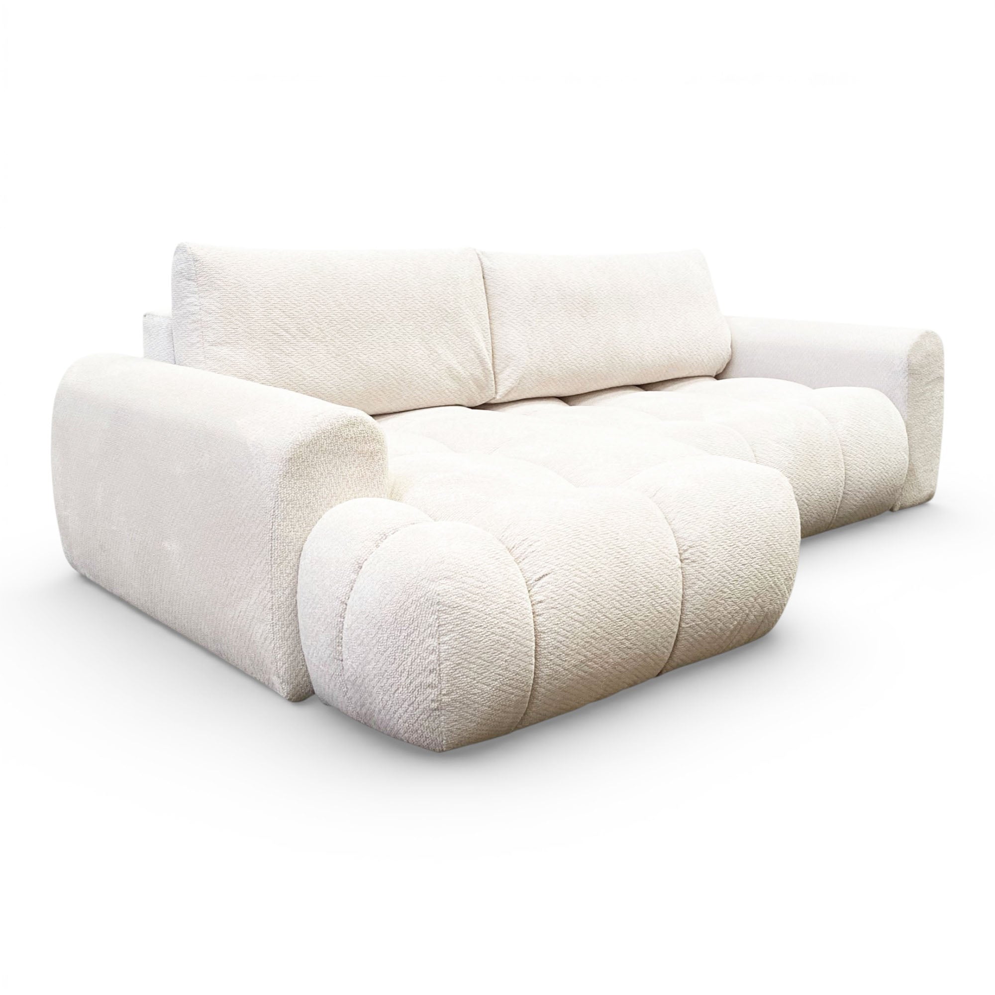 Canapé d'angle fixe tissu beige coté gauche - OMBO