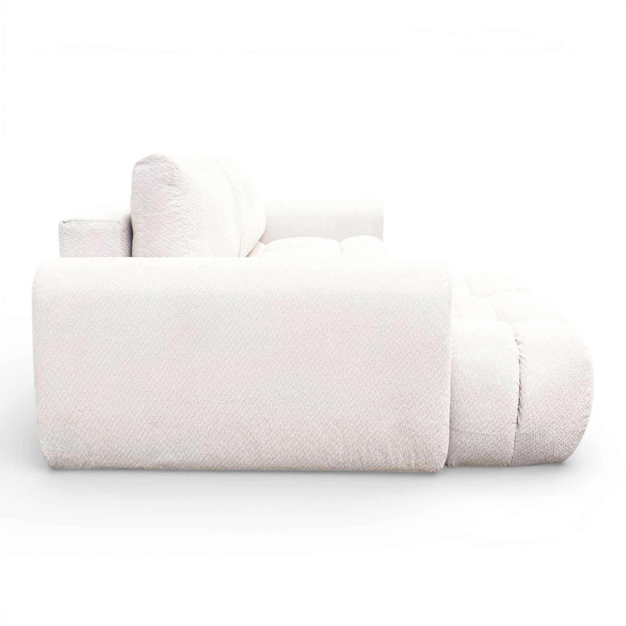 Canapé d'angle fixe tissu beige coté gauche - OMBO