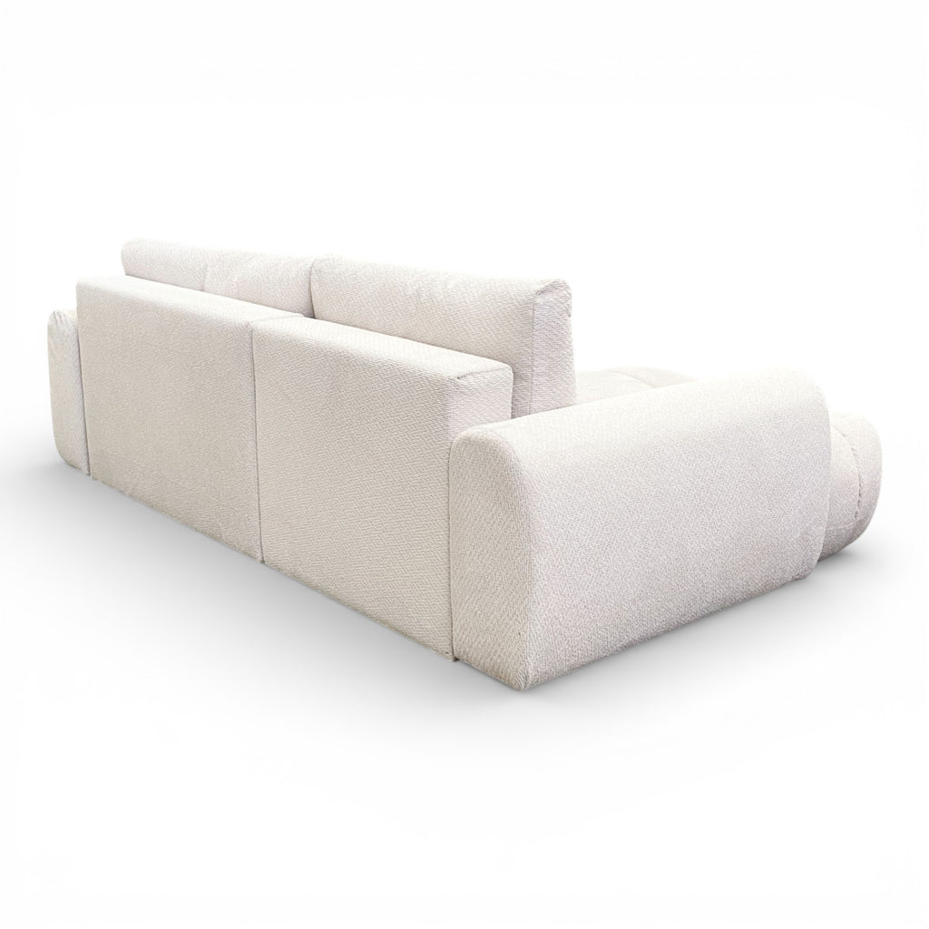 Canapé d'angle fixe tissu beige coté gauche - OMBO