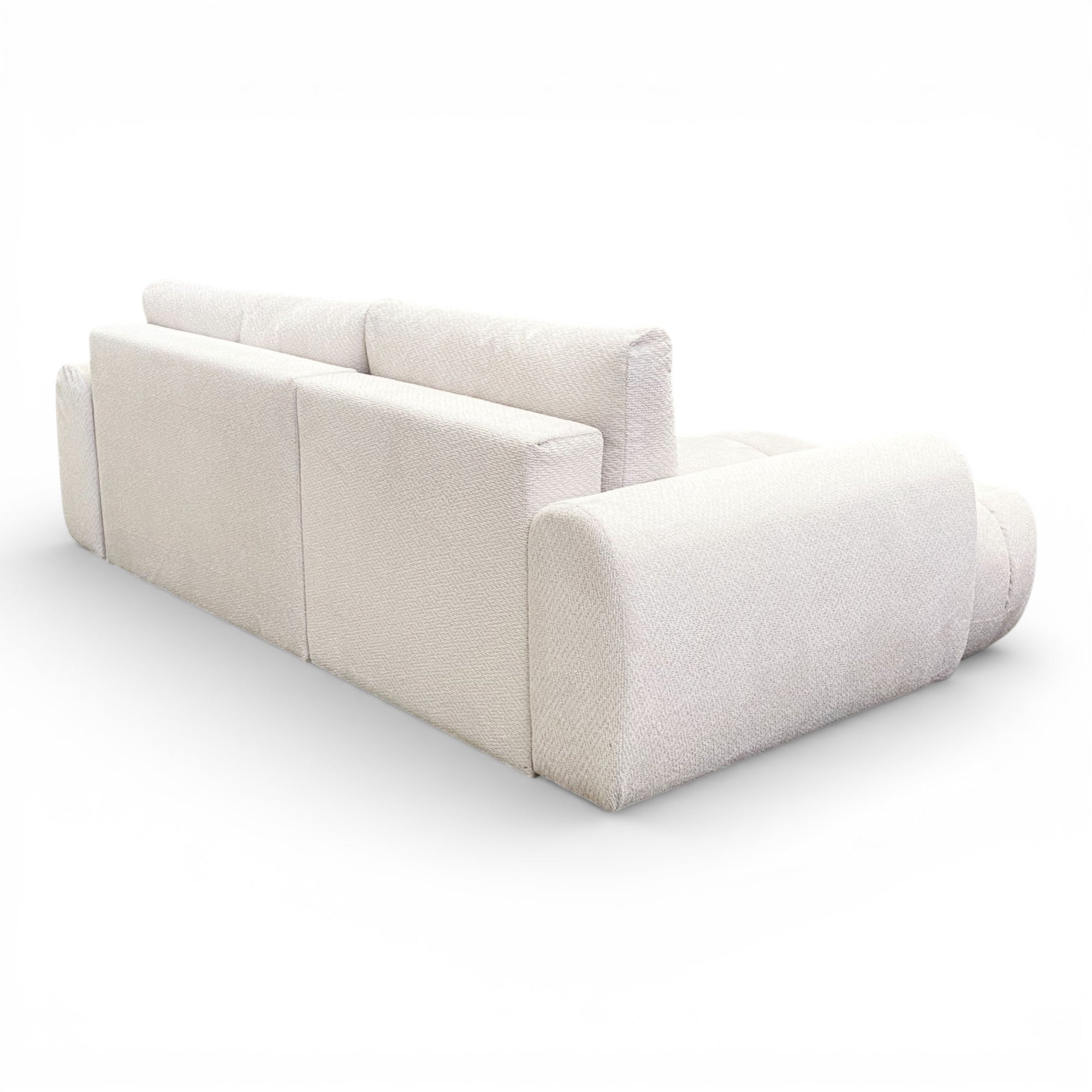 Canapé d'angle fixe tissu beige coté gauche - OMBO