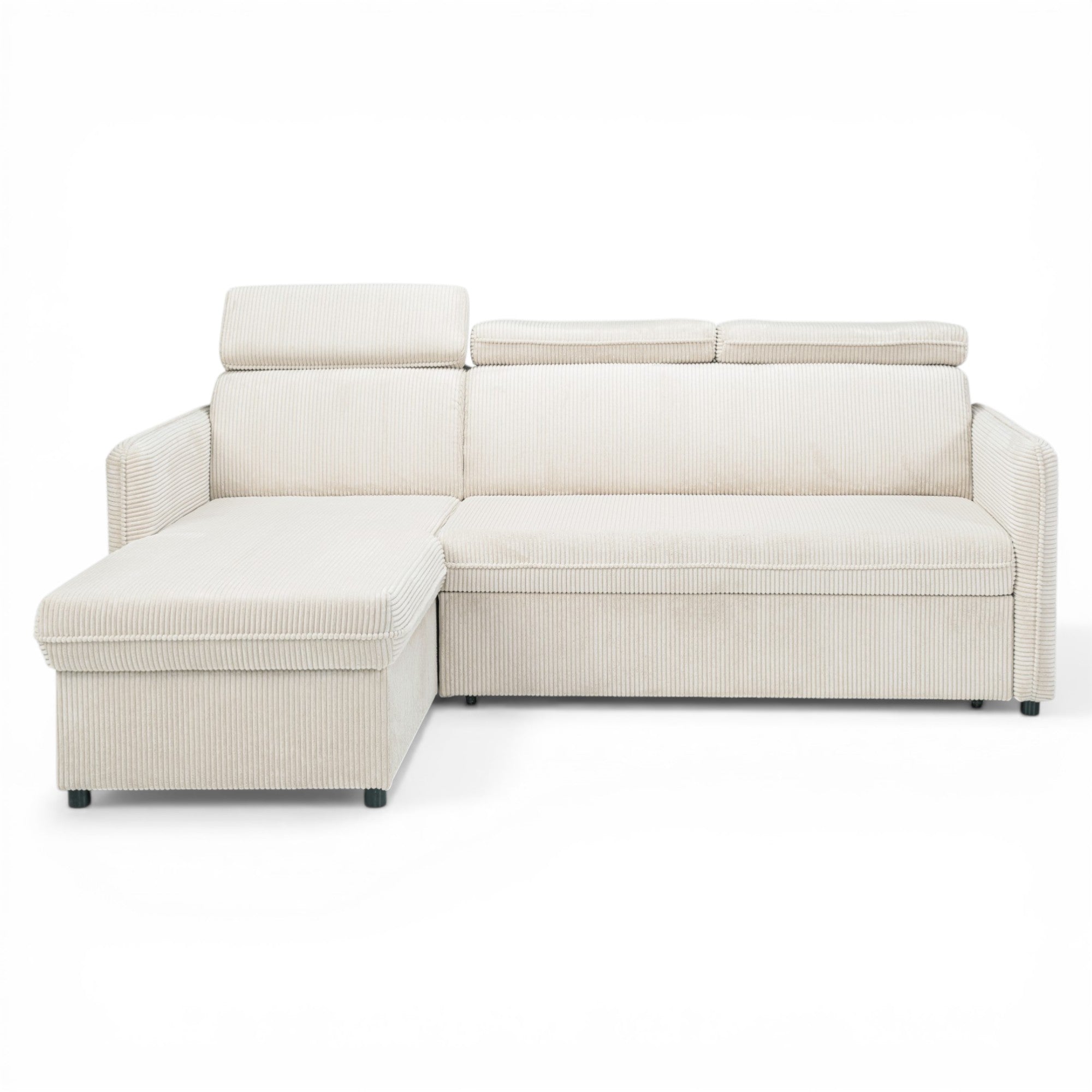 Canapé d'angle convertible en velours côtelé beige -  NOTTI