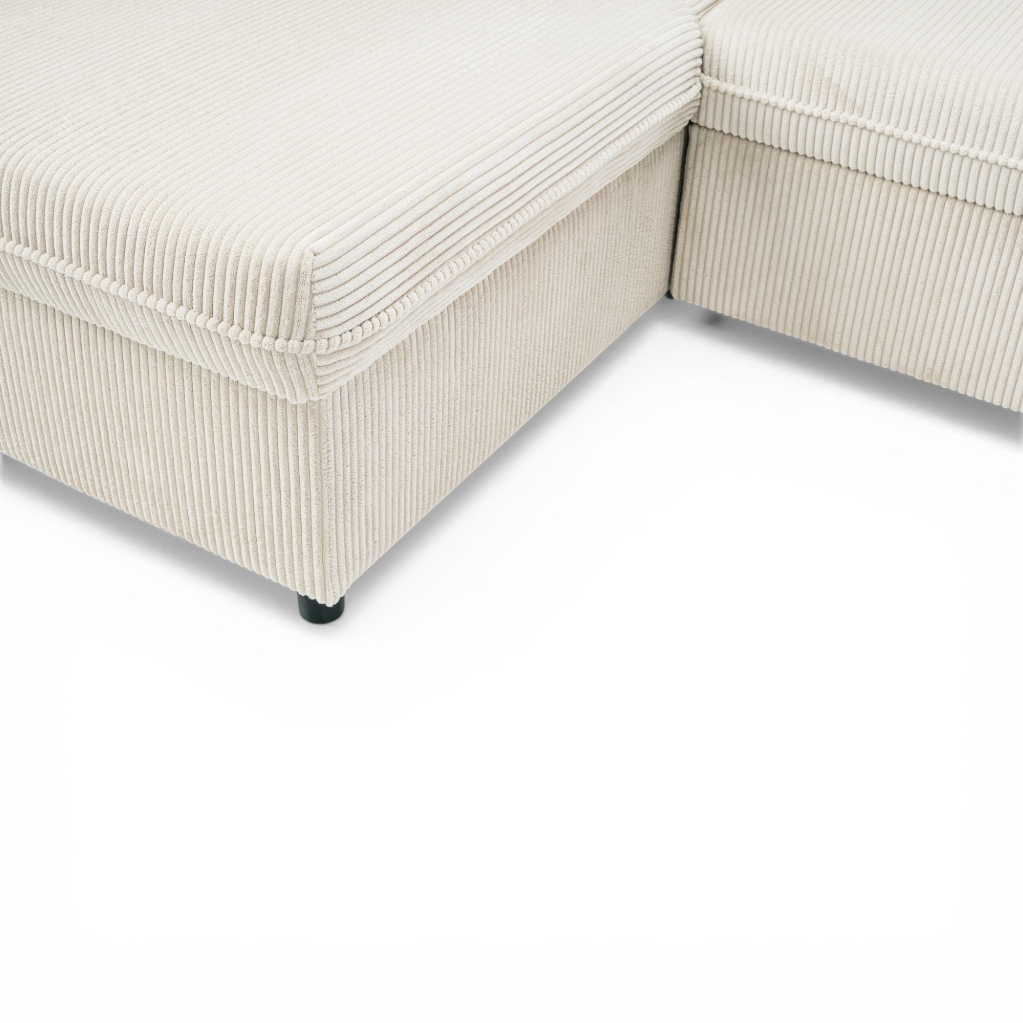 Canapé d'angle convertible en velours côtelé beige -  NOTTI