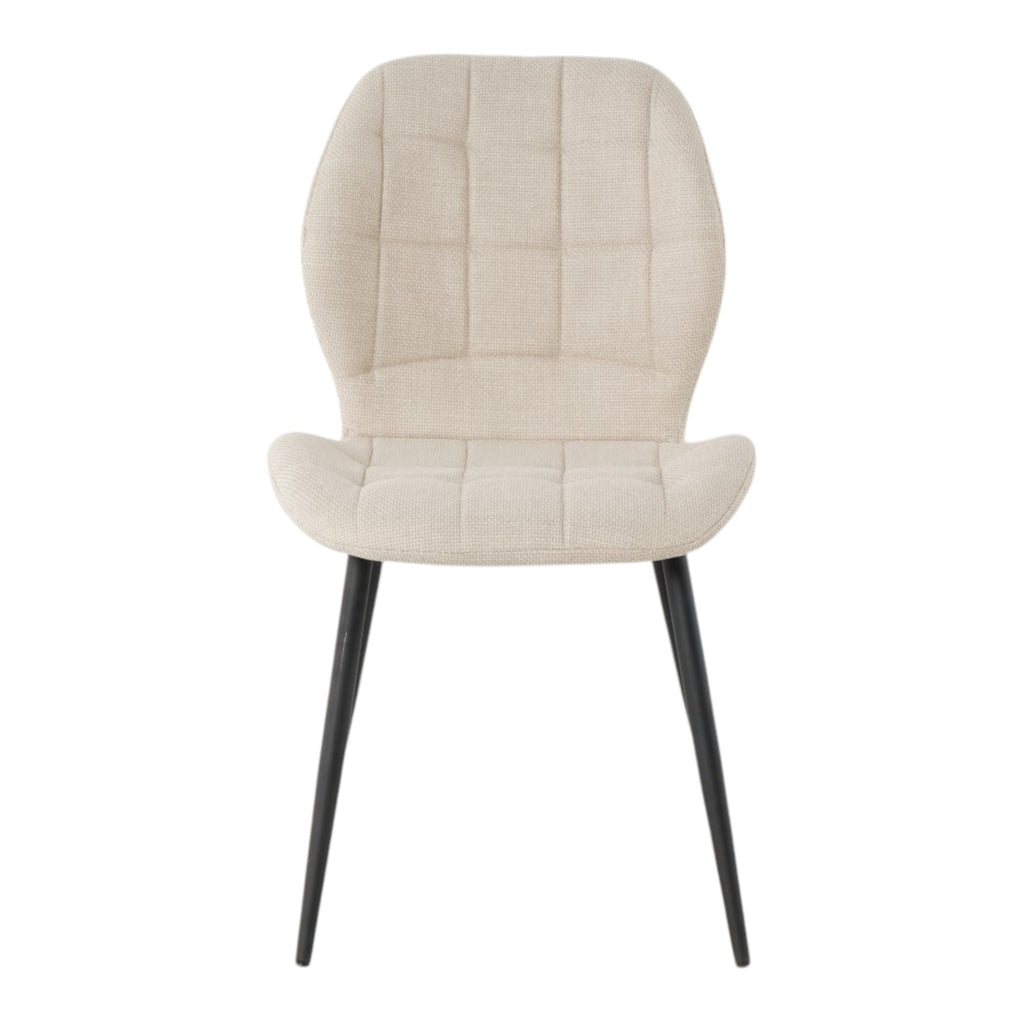 4 chaises tissu beige pieds métal noir - PORTO