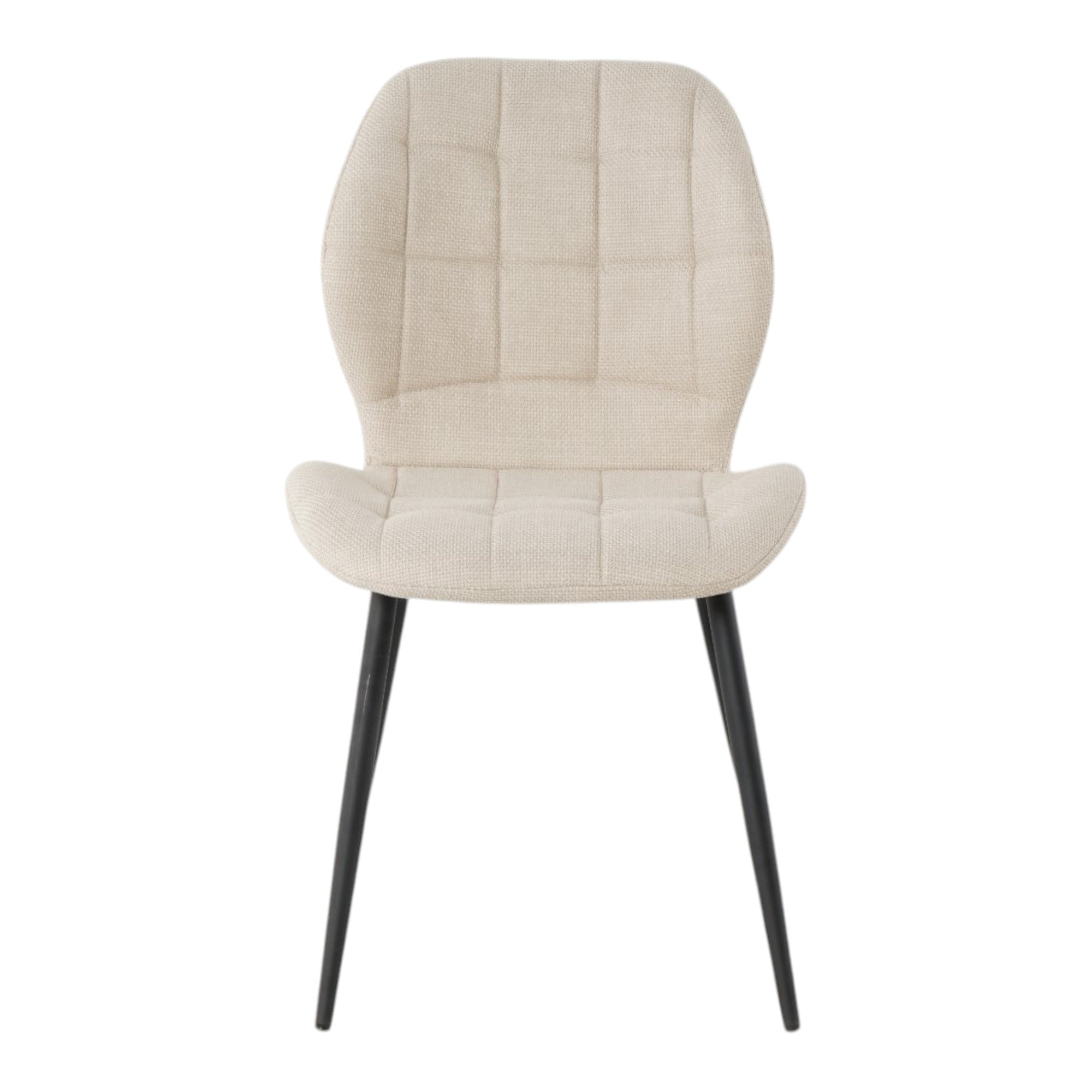 4 chaises tissu beige pieds métal noir - PORTO