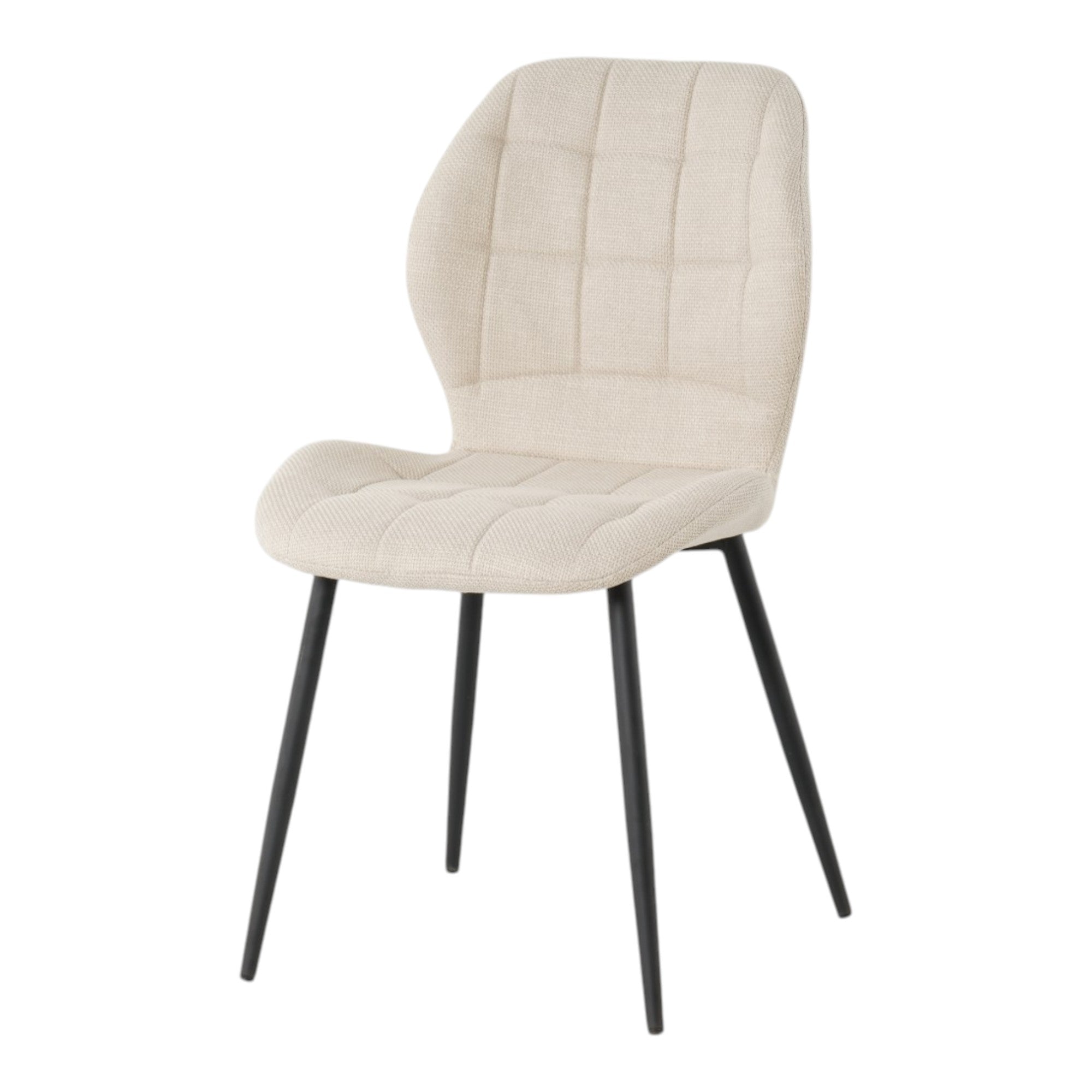 4 chaises tissu beige pieds métal noir - PORTO