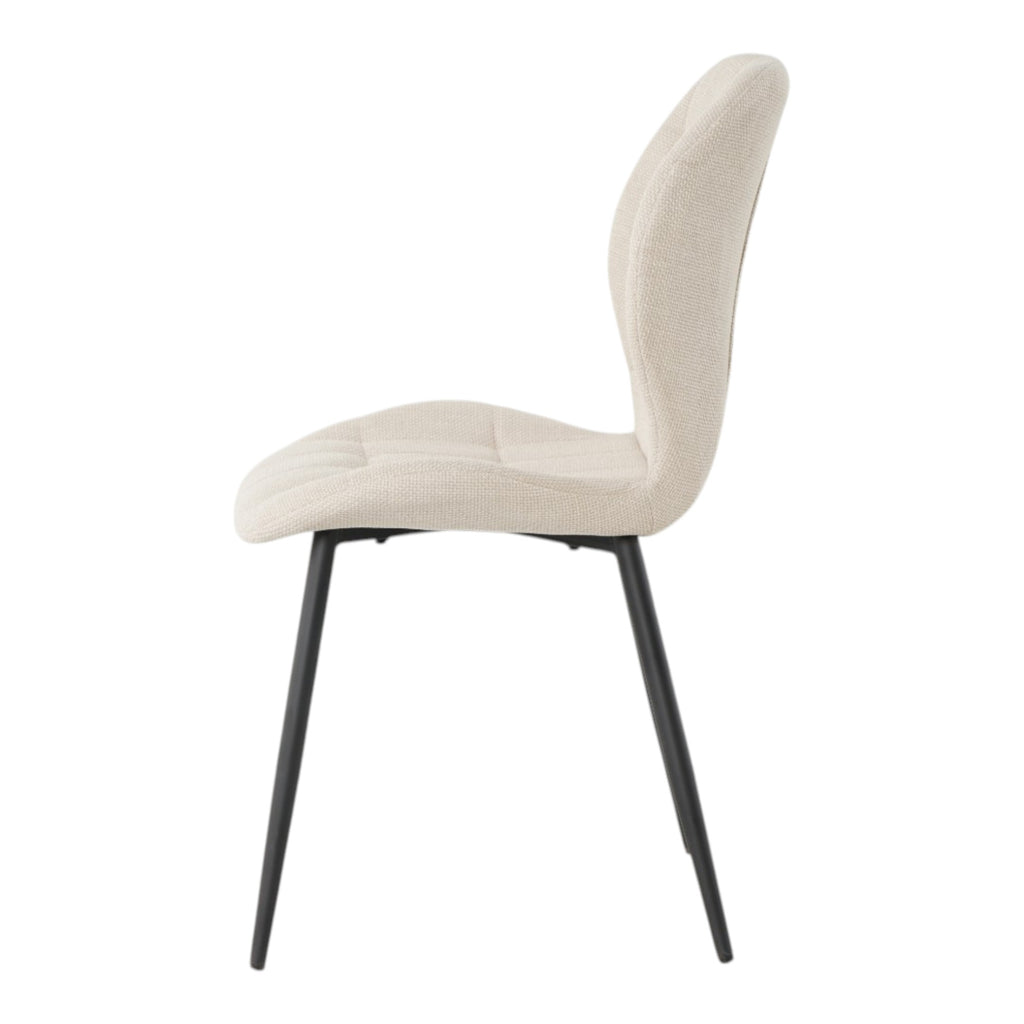 4 chaises tissu beige pieds métal noir - PORTO