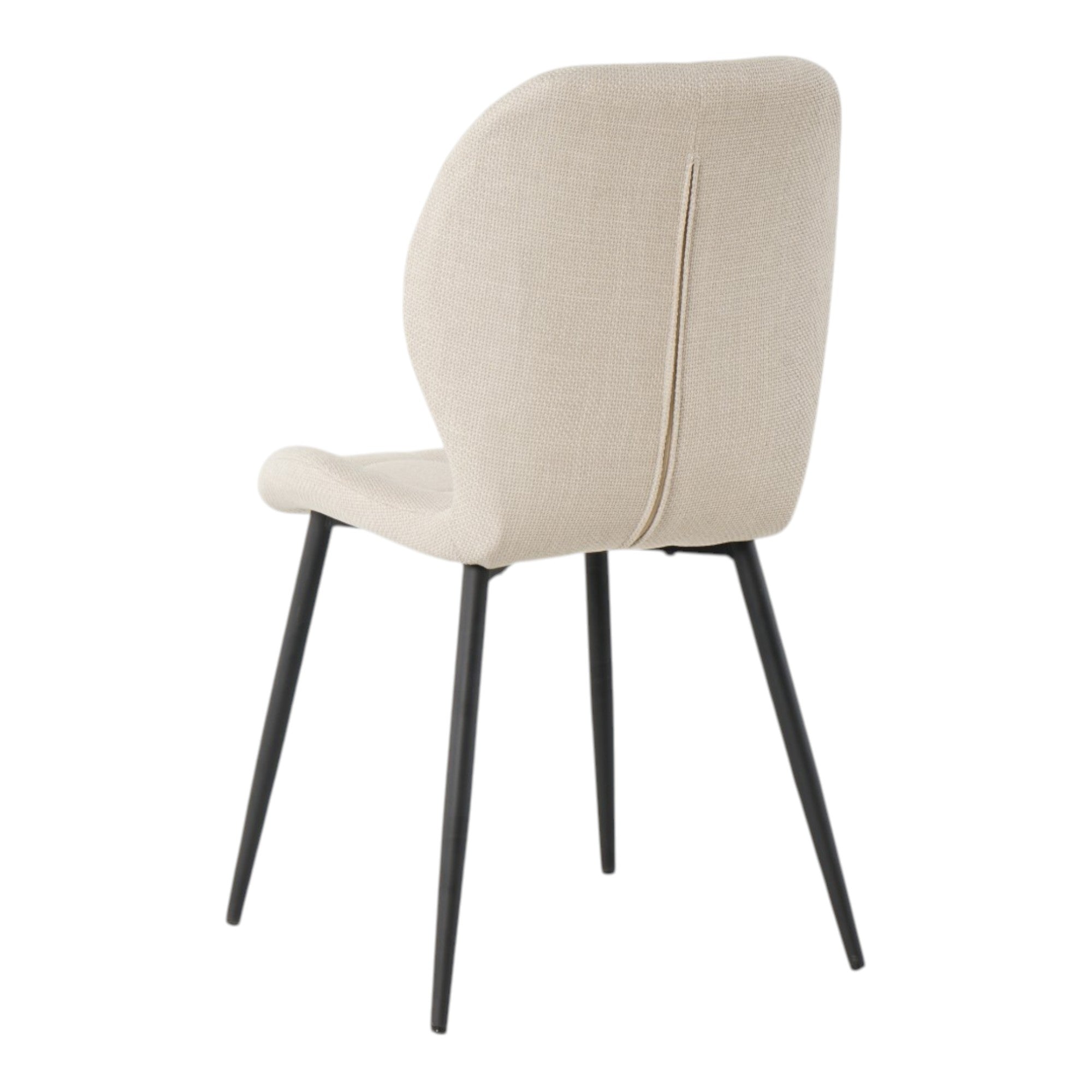 4 chaises tissu beige pieds métal noir - PORTO