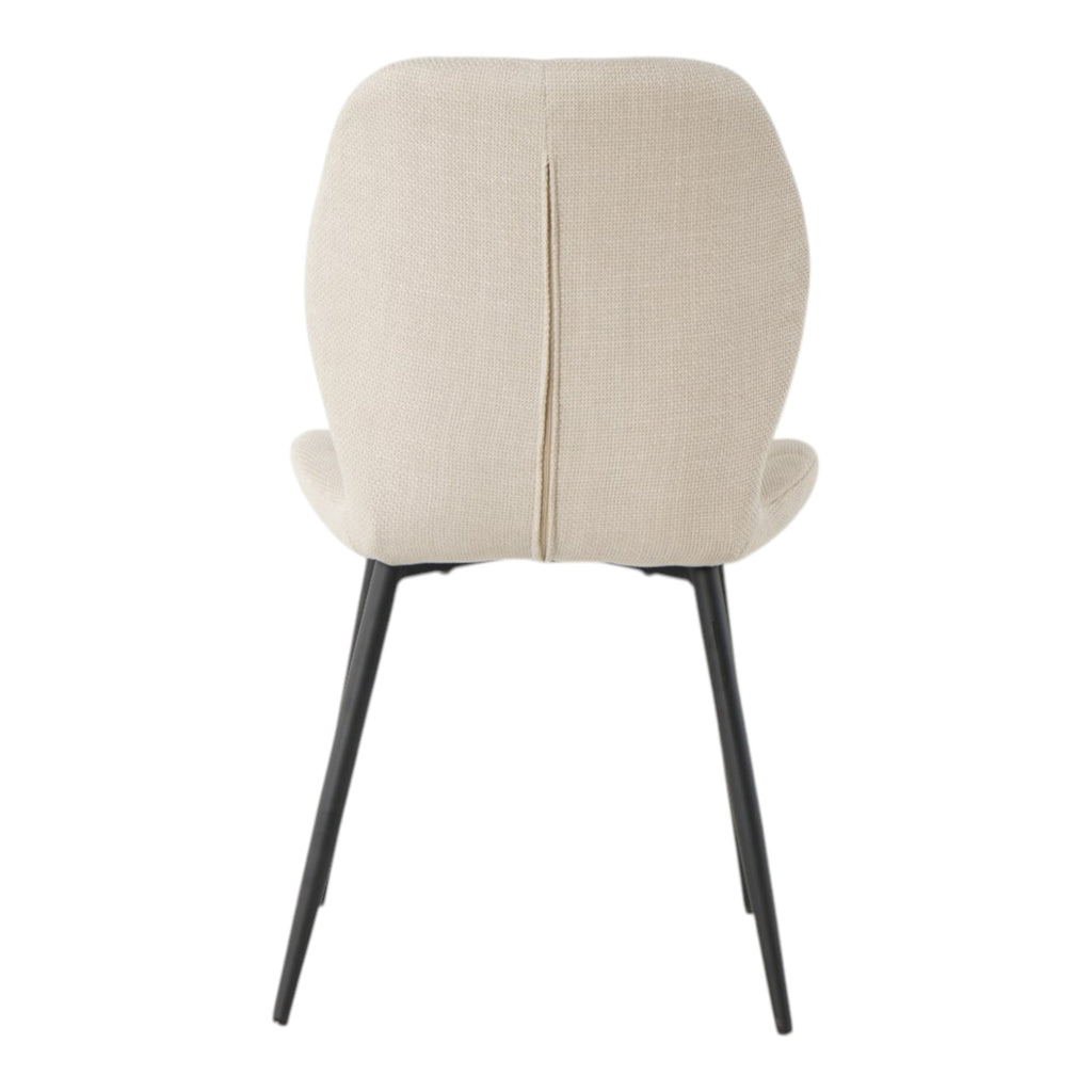 4 chaises tissu beige pieds métal noir - PORTO
