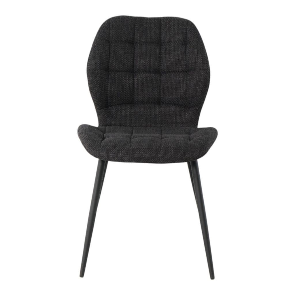 4 chaises tissu noir pieds métal noir - PORTO