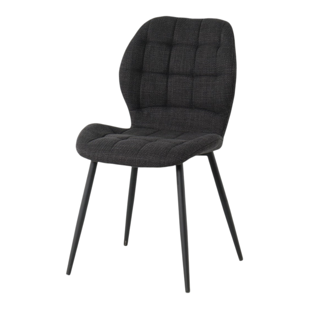 4 chaises tissu noir pieds métal noir - PORTO