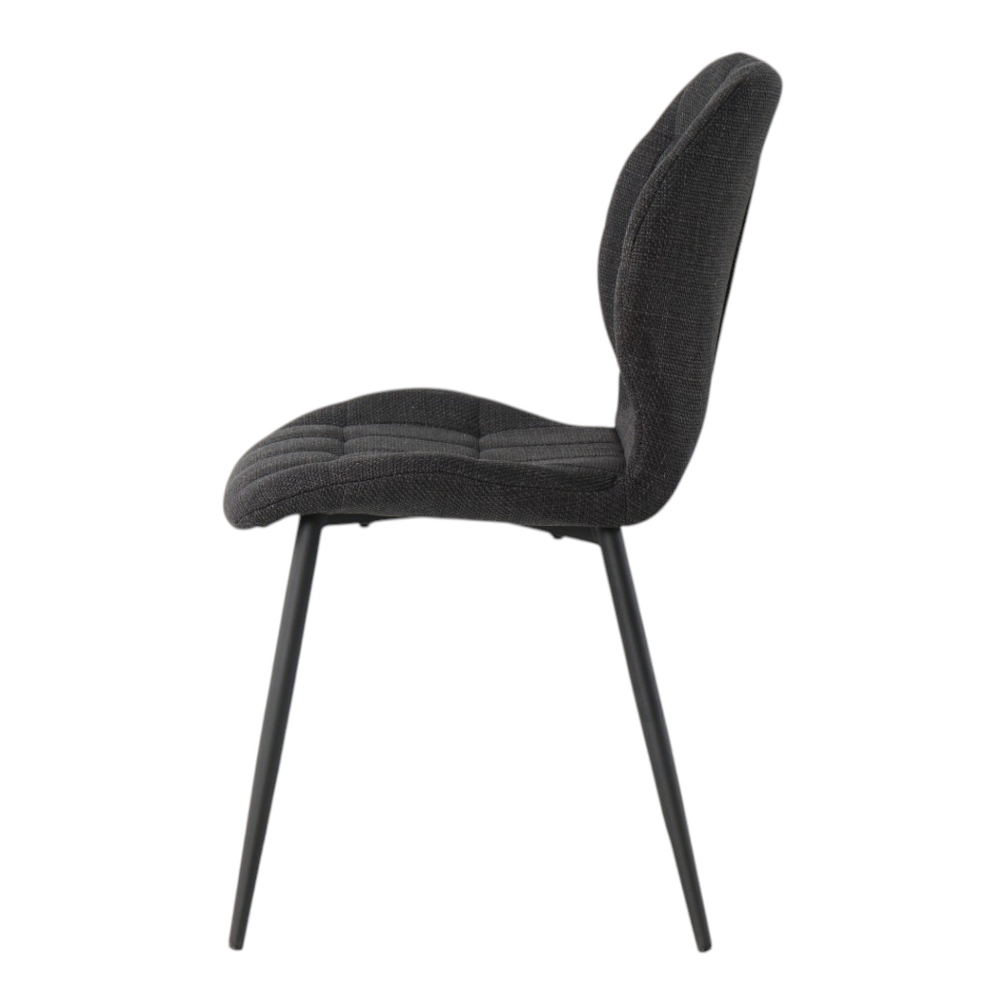 4 chaises tissu noir pieds métal noir - PORTO
