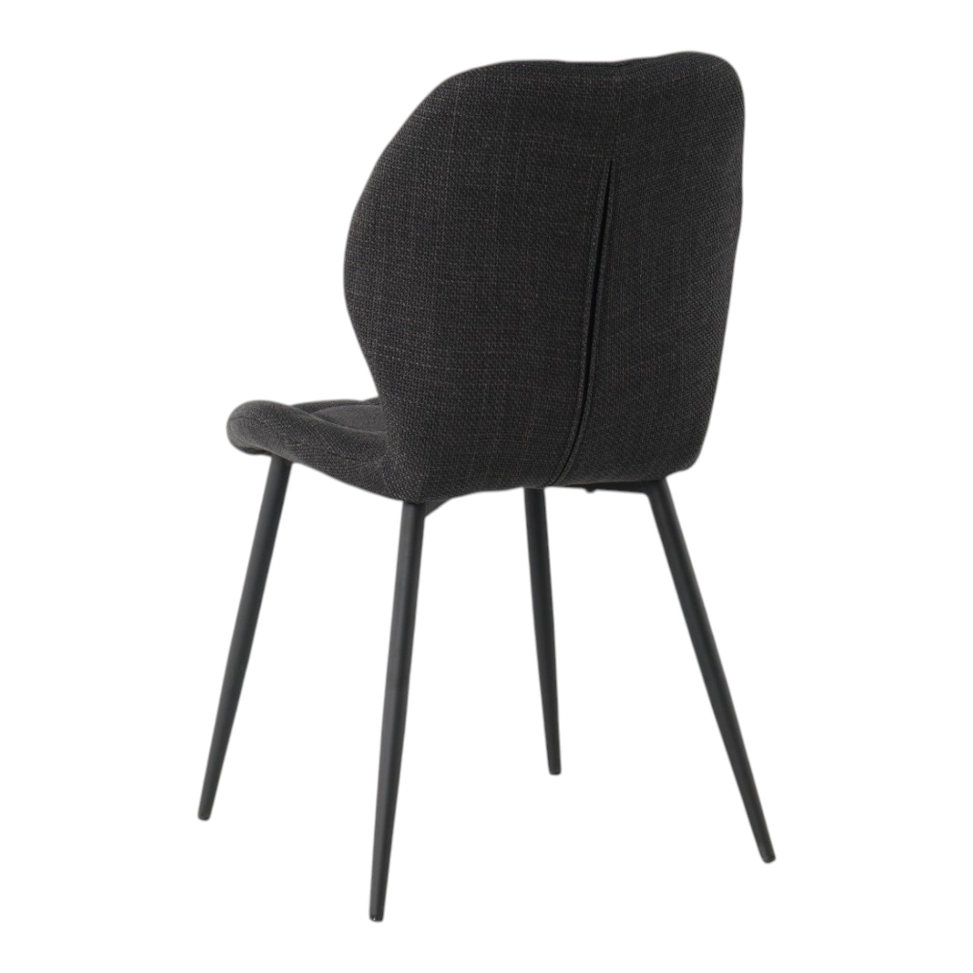 4 chaises tissu noir pieds métal noir - PORTO