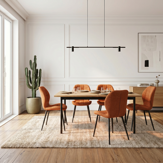 Lot de 4 chaises de salle à manger PORTO tissu maille orange pieds métal noir