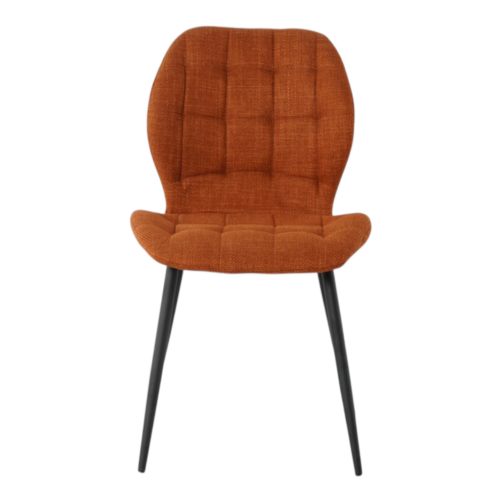 4 chaises tissu orange pieds métal noir - PORTO