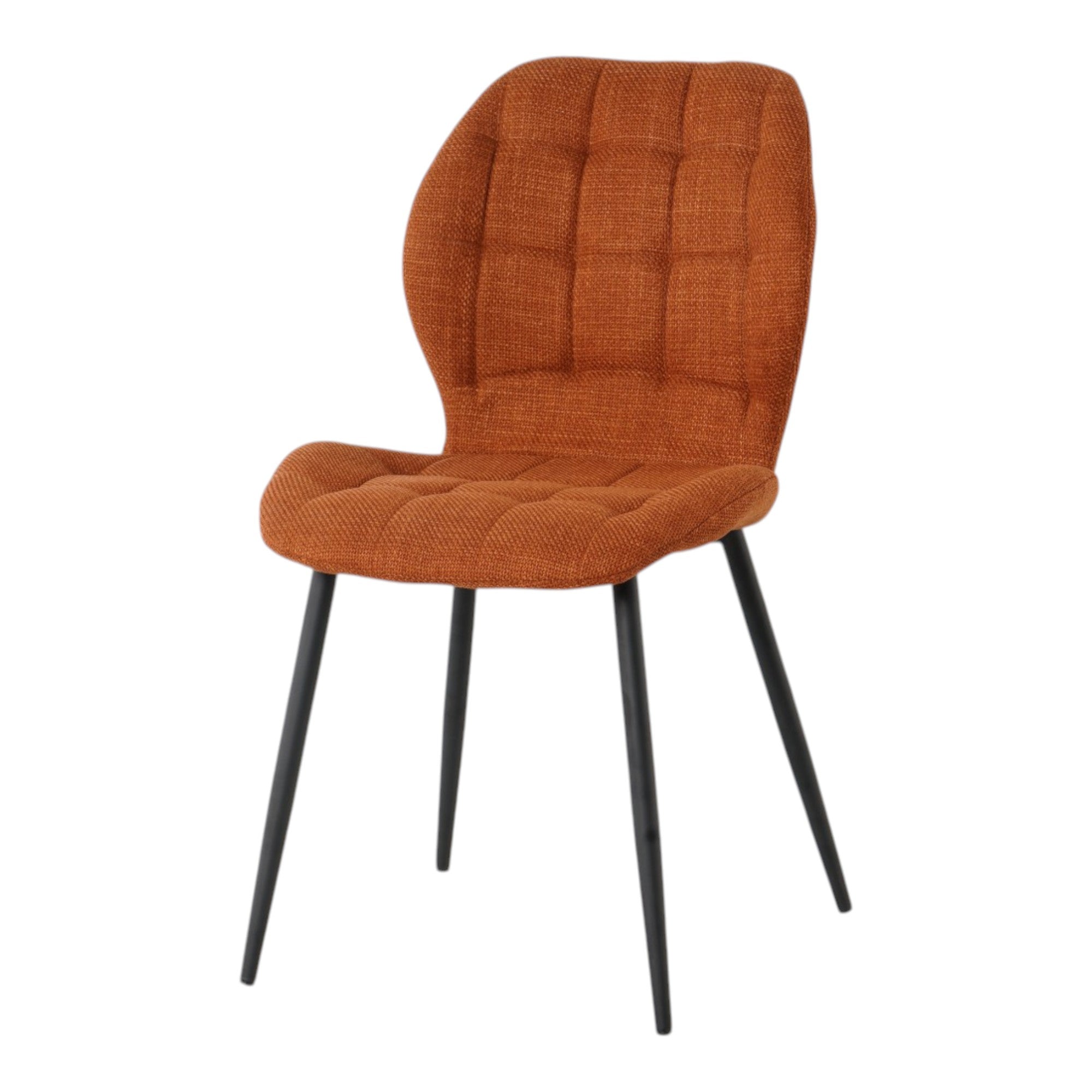 4 chaises tissu orange pieds métal noir - PORTO