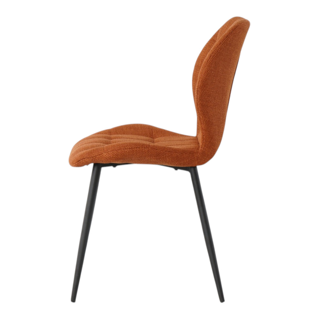 4 chaises tissu orange pieds métal noir - PORTO