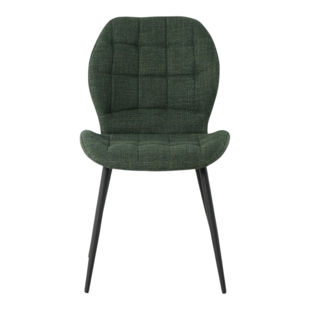 4 chaises tissu vert pieds métal noir - PORTO