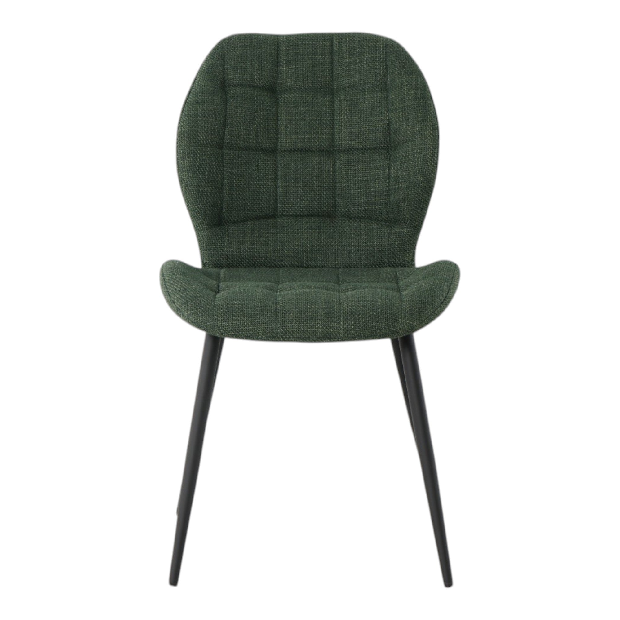 4 chaises tissu vert pieds métal noir - PORTO
