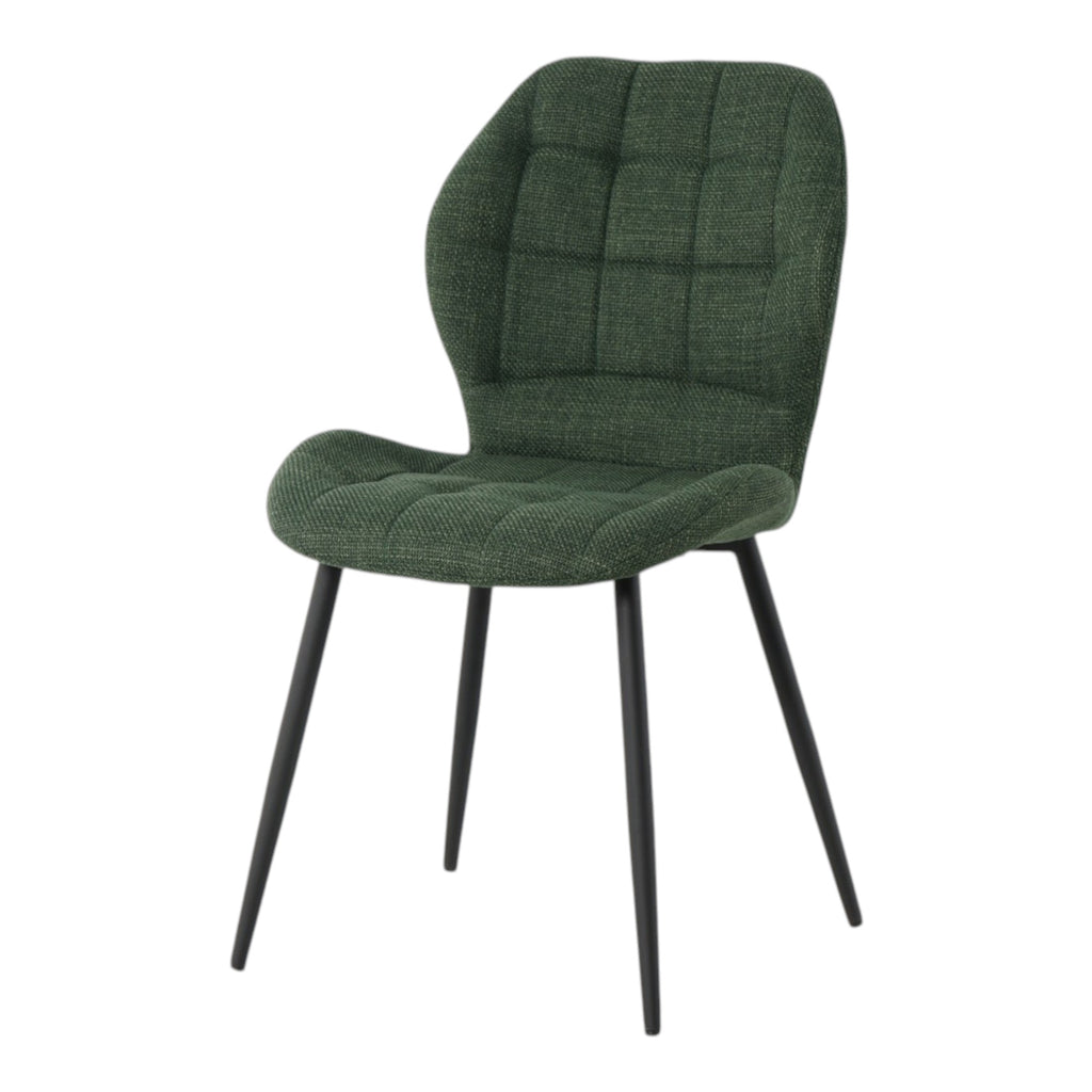 4 chaises tissu vert pieds métal noir - PORTO