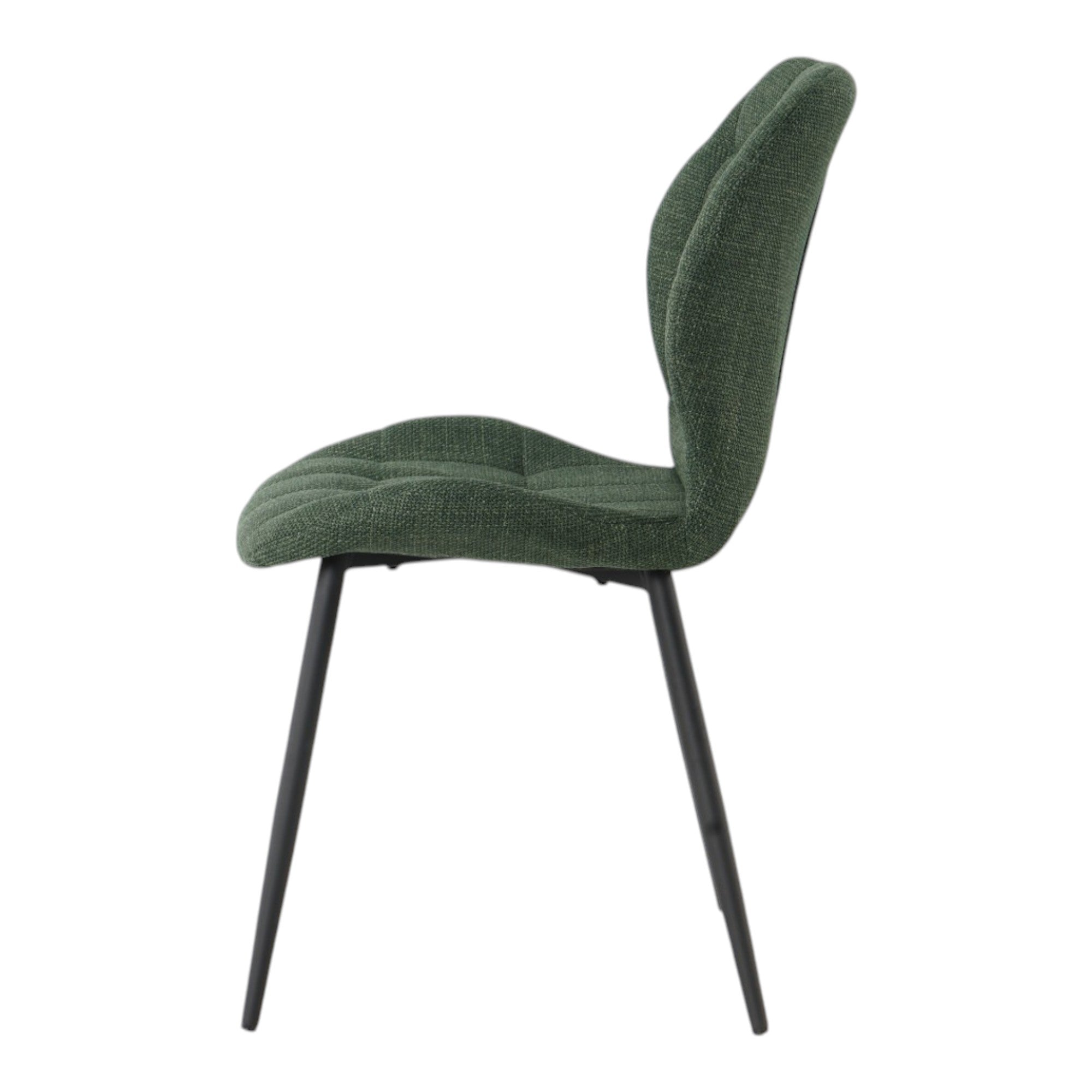 4 chaises tissu vert pieds métal noir - PORTO