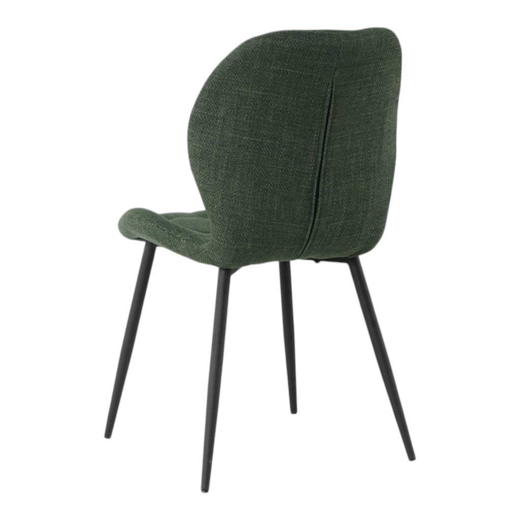 4 chaises tissu vert pieds métal noir - PORTO