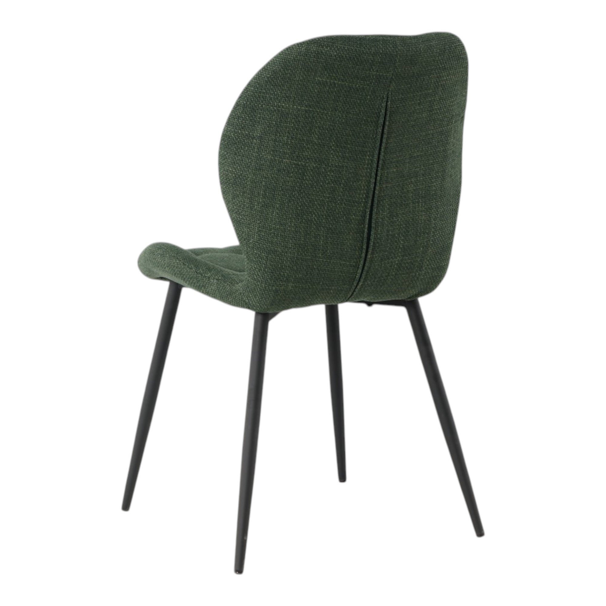4 chaises tissu vert pieds métal noir - PORTO