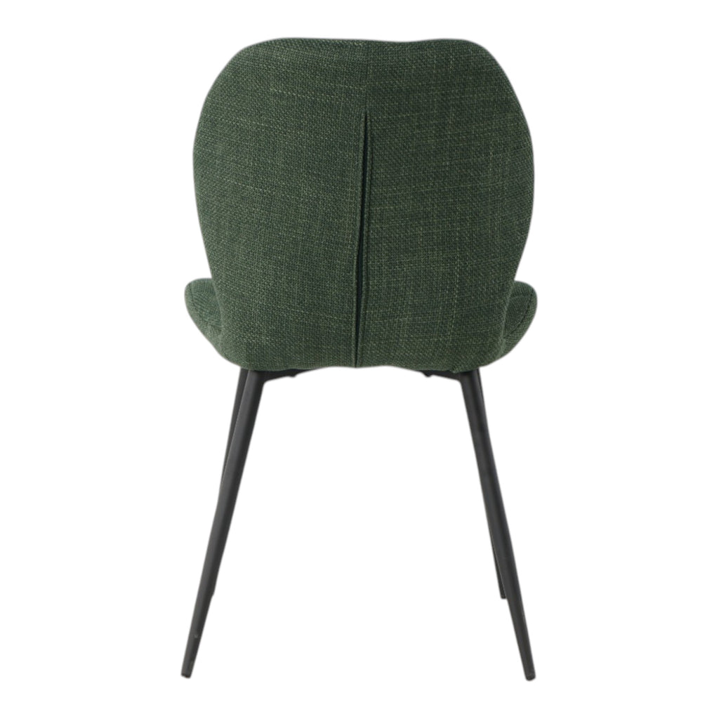 4 chaises tissu vert pieds métal noir - PORTO