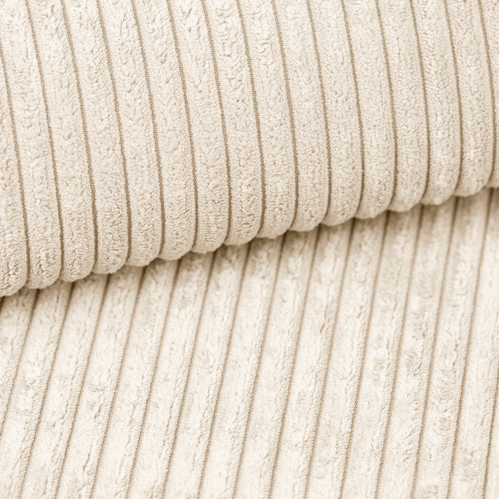 Canapé d'angle droit tissu côtelé beige - KOST