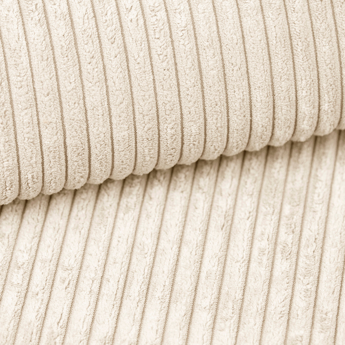 Canapé d'angle droit tissu côtelé beige - KOST