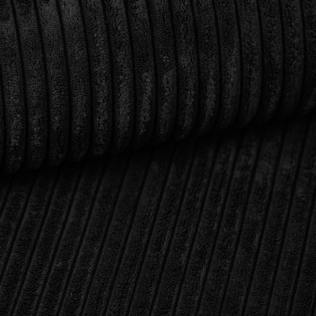 Canapé d'angle convertible velours côtelé noir - LISA