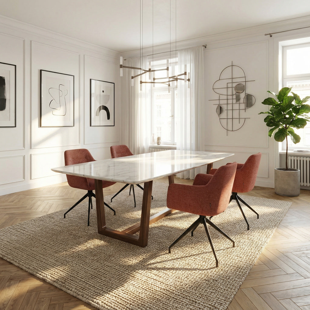 2 chaises avec accoudoirs pivotantes tissu rouge  - MORINI