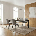 4 chaises tissu gris cowboy pieds métal noir - CLEO