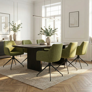 Lot de 2 chaises avec accoudoirs pivotantes tissu vert  - MORINI